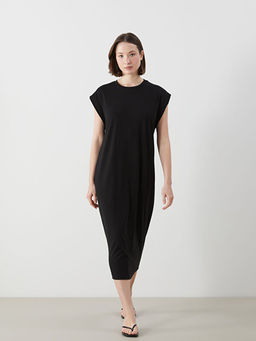 Bisiklet Yaka Penye Elbise