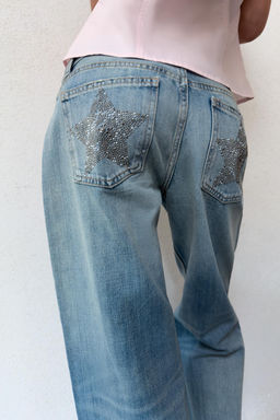 JEANS TRF WIDE LEG STRASS TIRO BAJO / Azul - Zara фото 4