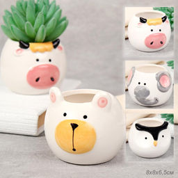 Кашпо 8х8х6,5 см Животные / WN32 /уп 6/96/ цветное