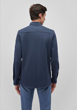 Lacivert Orme Gomlek - Mavi фото 4