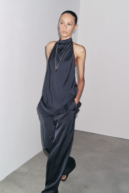 ZW COLLECTION SATIN HALTER TOP - Zara фото 9