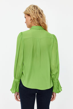 TRENDYOLMILLA Ekru Ispanyol Kol Regular Normal Kal?p Dokuma Gomlek TWOAW22GO0487  фото 5