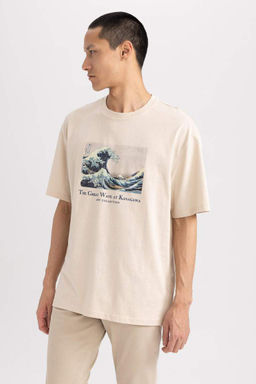 Футболка Art Hokusai Relax Fit с круглым вырезом, 100 % хлопок, с короткими рукавами - Defacto фото 6