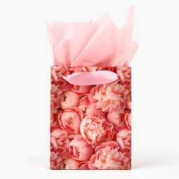 Цена за 2 шт. Пакет ламинированный двухсторонний Пионы, с тишью и открыткой, S, 12?15?5.5