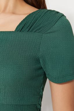 TRENDYOLMILLA Siyah Asimetrik Yakal? Fitted/Vucuda Oturan C?tc?tl? Orme Body TWOSS23BD00060 фото 15