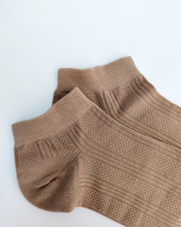 Короткие носки р.40-45 Перфорация Полоски Бежевый - Krumpy фото 4