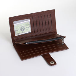Портмоне мужское, на магните, три отделения, коричневое