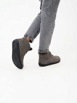 Босоногие ботинки 208.NATAbl.Серый замок замша/шерсть