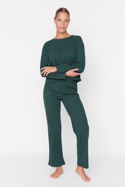 Koyu Yesil Fitilli Orme Pijama Tak?m? THMAW21PT0009