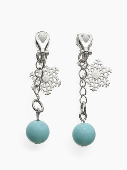 Серьги-клипсы детские «Выбражулька» снежинка на цепочке с кругом кристалл, голубо-радужные