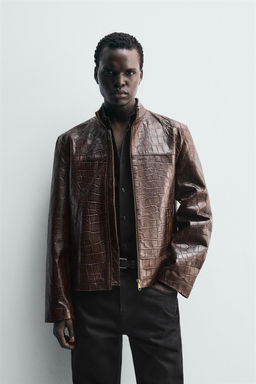 EMBOSSED LEATHER JACKET - Zara фото 2