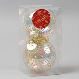 Ёлочные игрушки Фейерверк, шары новогодние, d=8 см, набор 2 шт., золотистый - Зимнее волшебство фото 7