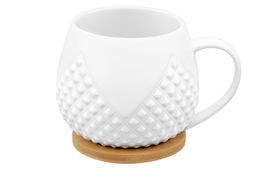 Кружка 400 мл 12,5*10*9,7 см Ромбики бочонок + крышка-подставка