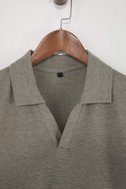 Haki Regular/Normal Kesim Dokulu Polo Yaka T-shirt TMNSS26PO00009