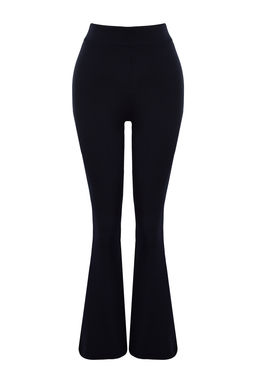 TRENDYOLMILLA Siyah Fitilli Flare/Ispanyol Paca Yuksek Bel Esnek Orme Tayt Pantolon TWOSS23PL00135 фото 14
