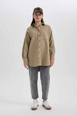 Габардиновая туника с длинными рукавами Relax Fit - Defacto фото 2