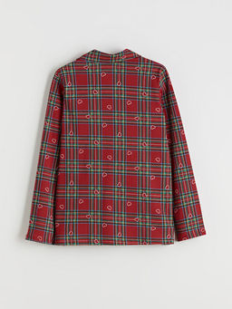 G?mlek Yaka Ekose K?z ?ocuk Pijama ?st