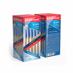 Цена за 50 шт. Ручка шариковая ErichKrause R-301 Stick&Grip Amber 0.7, цвет чернил синий (в коробке по 50 шт.)  фото 3