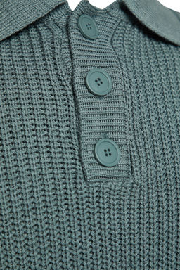 TRENDYOL MAN Unisex Petrol Oversize Fit Genis Kal?p Polo Yaka Tuylenmeyen Basic Triko Kazak TMNAW24KZ00000 - Trendyolmilla фото 7