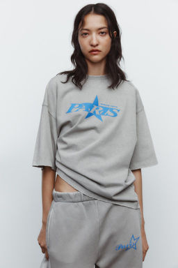 FADED-EFFECT T-SHIRT WITH SLOGAN - Zara фото 2