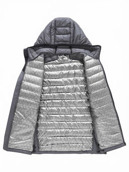Куртка мужская гибридная стёганая с капюшоном с графеновой подкладкой темно-серого цвета 9621_1TC