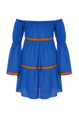 Saks Mini Dokuma F?rf?rl? Plaj Elbisesi TBESS24EL00090 - Trendyolmilla фото 9