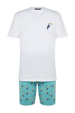 TRENDYOL MAN Yesil Regular Fit Orme Sortlu Pijama Tak?m? TMNSS23PT00033 - Trendyolmilla фото 10