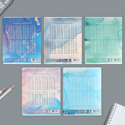 Цена за 5 шт. Тетрадь в клетку, 24 листа, А5, на скрепке, блок №1 «Мрамор» МИКС