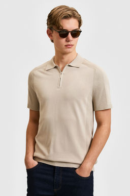 Erkek TaЕ Slim Fit Polo Yaka YarДm FermuarlД TiЕГrt