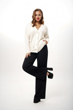 Брюки палаццо из струящегося крепа с карманами AVE RARA 4104 черный  фото 6