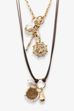 3-PACK OF CHAIN CORD CHARM NECKLACES - Zara фото 4