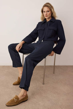 Lacivert Kusakl? Arka Beli Lastikli Kumas Pantolon TWOAW26PL00133 - Trendyolmilla фото 3