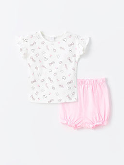 Bisiklet Yaka K?z Bebek ?ortlu Pijama Tak?m?