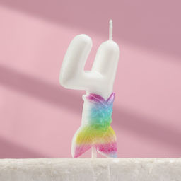 Свеча для торта «Рыбка исполнения желаний», цифра 4, белая