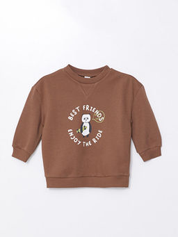 Bisiklet Yaka Uzun Kollu Bask?l? Erkek Bebek Sweatshirt