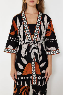 Etnik Desenli Kusakl? Mini Dokuma %100 Pamuklu Plaj Kimono&Kaftan TBESS23KM00035 - Trendyolmilla фото 6