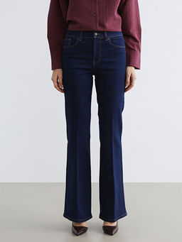 Y?ksek Bel Flare Kad?n Jean Pantolon