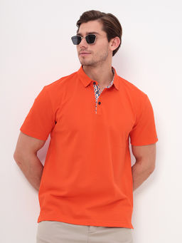 Джемпер мужской с воротником поло короткий рукав GREG G144-PO1246T-CTP1023 (оранжевый)