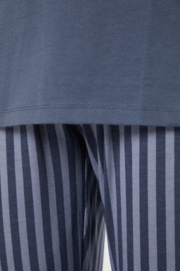 TRENDYOL MAN Ac?k Mavi Regular Fit Bask?l? Orme %100 Pamuk Pijama Tak?m? THMAW21PT0715 - Trendyolmilla фото 8