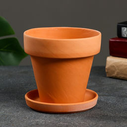 Горшок для цветов «Терра», 500 мл, d=12 см, h=11 см, керамика, с поддоном, цвет терракот