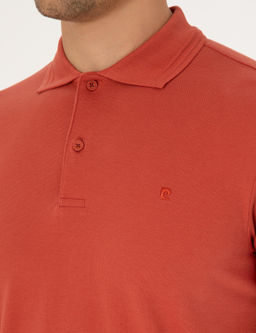 Kiremit Slim Fit %100 Pamuk K_vr_lmaz Polo Yaka Basic Ti__rt