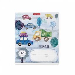 Цена за 280 шт. Тетрадь школьная ученическая ErichKrause Автопарк, 12 листов, линейка (в плёнке по 10 шт.) фото 4