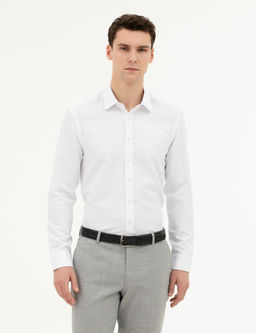 Beyaz Slim Fit Uzun Kollu G_mlek