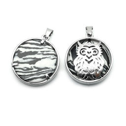 Подвеска Сова 27*27мм с полимером цв.зебра
