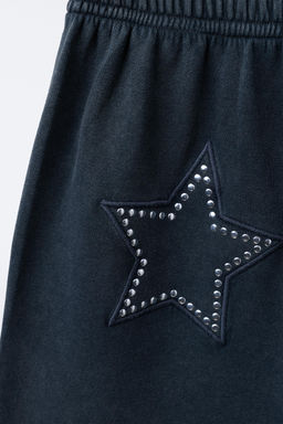 WASHED-EFFECT WIDE-LEG TROUSERS WITH STAR STUDS - Zara фото 10