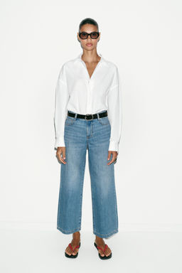 Z.08 BELTED WIDE-LEG CROPPED JEANS - Zara фото 33