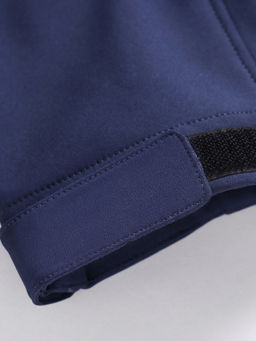 Ветровка мужская софтшелл виндстоппер с капюшоном спортивная темно-синего цвета 9617_1TS