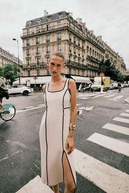 CONTRAST TRIM MIDI DRESS