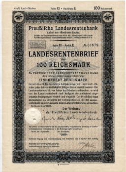 Облигация 4,5% 100 рейхсмарок 1939 года Германия