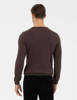 A__k Kahverengi Slim Fit Bisiklet Yaka Triko Kazak - Pierre cardin фото 5
